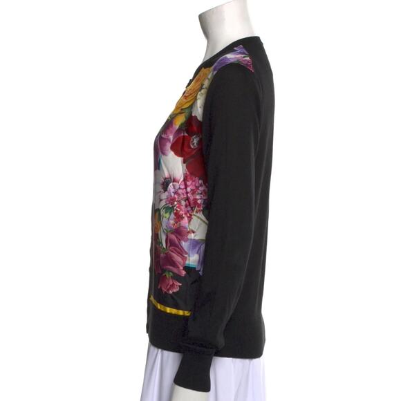 NWT Dolce & Gabbana Black Floral Print Button Cardigan Sweater top IT 38 XS - Picture 2 of 9